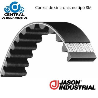 Correa de sincronismo, 912-8M-20, Longitud externa 912 mm, Numero de dientes 114,  Ancho 20 mm, jason