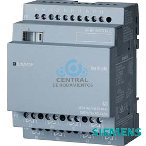 Modulo ampl. LOGO! DM16 24R, FA/E/S: DC 24V/DC 24V/rele, 8 DI/8 DO, 4TE para LOGO! 8