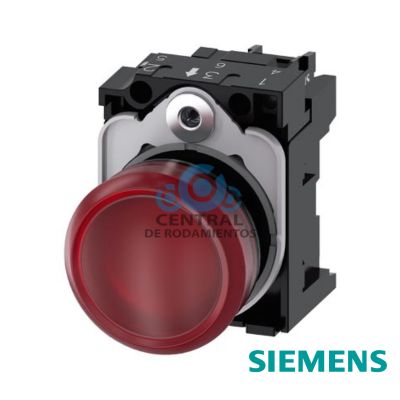 lampara de senalizacion, 22 mm, redondo, plastico, rojo, lente, liso, con soporte, Modulo LED, con LED intgr. 230 V AC, borne de tornillo