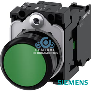 pulsador, 22 mm, redondo, plastico, verde, boton, rasante, momentaneo, con soporte 1 NA, borne de tornillo