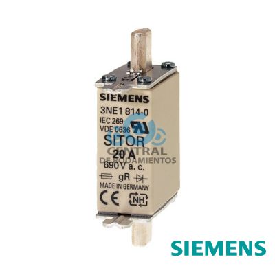 Cartucho de fusibles SITOR, con contactos de cuchilla, NH000, Entrada: 25 A, gS, Un AC: 690 V, Un DC: 250 V, indicador de fusion superior