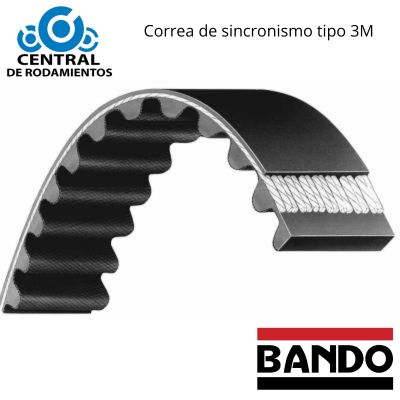 Correa de sincronismo, 312-3M-9, Longitud externa 312 mm, Numero de dientes 104,  Ancho 9 mm, bando