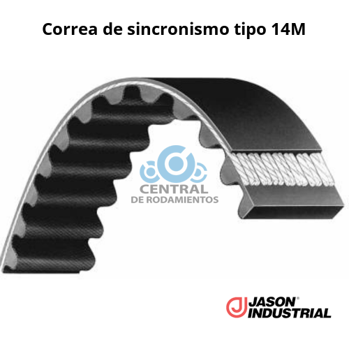 Correa de sincronismo, 1400-14M-55, Longitud externa 1400 mm, Numero de dientes 100,  Ancho 55 mm, jason