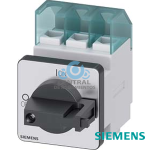 SENTRON, interruptor-seccionador 3LD, interruptor principal, 3 polos, Iu: 32 A, Potencia de empleo / con AC-23 A a 400 V: 11,5 kW, con fijacion frontal, accionamiento de muletilla, negro,