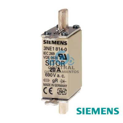 Cartucho de fusibles SITOR, con contactos de cuchilla, NH000, Entrada: 50 A, gS, Un AC: 690 V, Un DC: 250 V, indicador de fusion superior