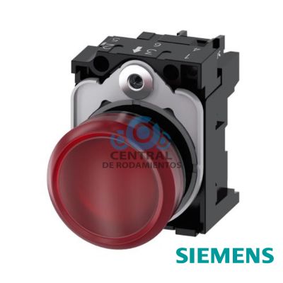 lampara de senalizacion, 22 mm, redondo, plastico, rojo, lente, liso, con soporte, Modulo LED, CON LED INTGR. 24 V AC/DC, borne de tornillo