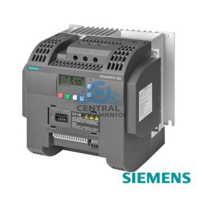 SINAMICS V20 200-240 V AC monofasico â€“10/+10 potencia nominal 2,2 kW con sobrecarga del 150 % durante 60 s sin filtrar E/S: 4 DI, 2 DO, 2 AI, 1 AO bus de campo: USS/Modbus RTU con panel de