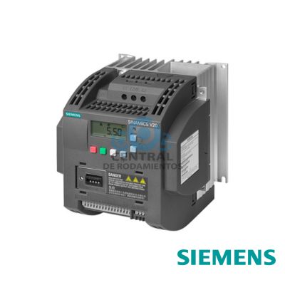 SINAMICS V20 380-480 V 3 AC â€“ 15/+ 10 % 47-63 Hz potencia nominal 4 kW con sobrecarga del 150 % durante 60 s sin filtrar E/S: 4 DI, 2 DO, 2 AI, 1 AO bus de campo: USS/Modbus RTU con panel de