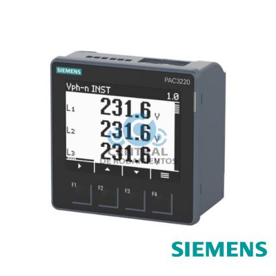 SENTRON PAC3220 LCD 96 Ã— 96 mm Dispositivo de vigilancia electrica incorporado en panel para medir magnitudes electricas Protocolo: Modbus TCP con display grafico Ue nominal: 690/400 V 45-65 Hz