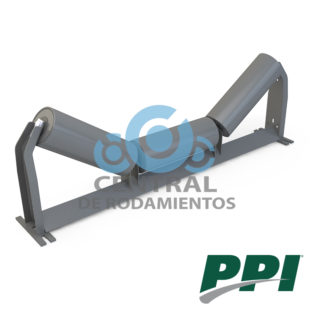 Estacion de rodillos, tipo Troughing Equal, CEMA C, Diametro de rodillo 5 pulgadas, Ancho de banda 36 pulgadas, grado de inclinacion de la artesa 35 Â°, PPI
