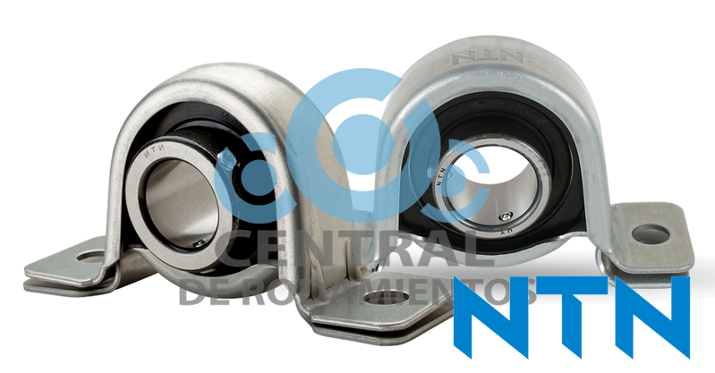 Chumacera de banco, ASPP205-100, Banco de 2 pernos, Diametro de eje 25.40 mm, Carcasa de Acero prensado, Tornillo de fijacion, NTN