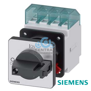 SENTRON, interruptor-seccionador 3LD, interruptor principal, 3 polos, Iu: 16 A, Potencia de empleo / con AC-23 A a 400 V: 7,5 kW, con fijación frontal, accionamiento de muletilla, negro, fijación central 22,5 mm de la maneta