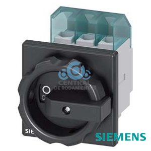 SENTRON, interruptor-seccionador 3LD, interruptor principal, 3 polos, Iu: 32 A, Potencia de empleo / con AC-23 A a 400 V: 11,5 kW, con fijación frontal, Accionamiento giratorio, negro, Fijación por 4 taladros de la maneta
