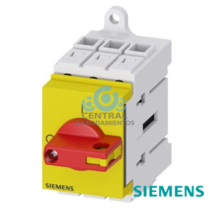 Interruptor-seccionador 3LD3, Iu 16 A interruptor principal de 3 polos potencia asignada de empleo con AC-23 A, con 400V 7,5kW montaje en cuadros de distribución Cuerpo con Mando de maneta rojo/amarillo