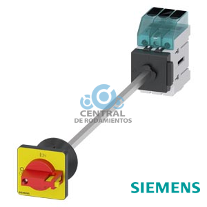 Interruptor-seccionador 3LD3, Iu 16 A interruptor principal de 3 polos potencia asignada de empleo con AC-23 A, con 400V 7,5kW fijación en la base Cuerpo con acoplamiento de puerta Fijación a taladro central 22,5 mm Mando de maneta rojo/amarillo 48x48 mm