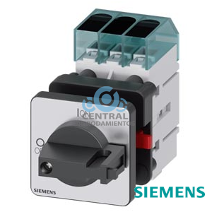 Interruptor-seccionador 3LD3, Iu 16 A interruptor principal de 3 polos potencia asignada de empleo con AC-23 A, con 400V 7,5kW fijación a placa frontal Cuerpo con Fijación a taladro central 22,5 mm Mando de maneta negro 48x48 mm