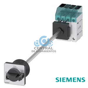 Interruptor-seccionador 3LD3, Iu 40 A interruptor principal 3 polos + N potencia asignada de empleo con AC-23 A a 400 V 18,5 kW fijación en la base Cuerpo con acoplamiento de puerta Fijación a taladro central 22,5 mm Mando de maneta negro 48x48 mm