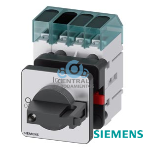 Interruptor-seccionador 3LD3, Iu 40 A interruptor principal 3 polos + N potencia asignada de empleo con AC-23 A a 400 V 18,5 kW fijación a placa frontal Cuerpo con Fijación a taladro central 22,5 mm Mando de maneta negro 48x48 mm