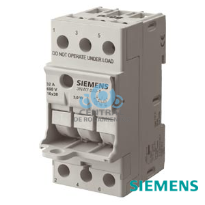 SENTRON, base portafusibles cilíndricos, 10x38 mm, 3 polos, Entrada: 32 A, Un AC: 690 V, versión compacta