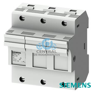 SENTRON, base portafusibles cilíndricos, 14x51 mm, 3 polos, Entrada: 50 A, Un AC: 690 V, Señalizador LED