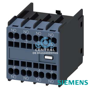 bloque de contactos auxiliares, por el frente, 4 NA, .3/.4, .3/.4, .3/.4, .3/.4, circuito: 1 NA, 1 NA, 1 NA, 1 NA, borne de resorte, para contactores 3RT2 y contactores auxiliares 3RH2