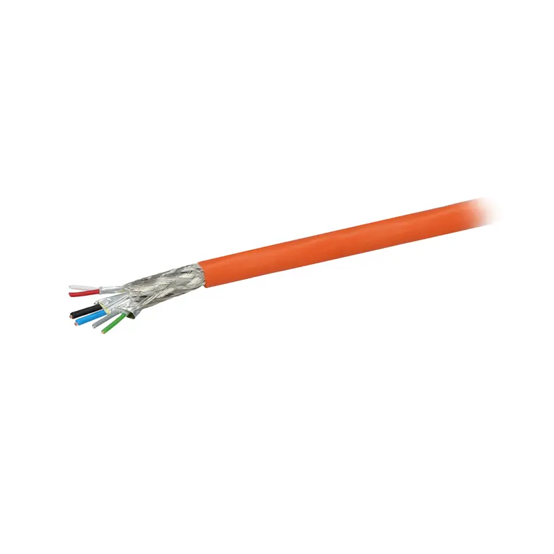 Cable especial LI2Y 2X0,75ST + 2 (2X0,34ST) - CY, funda naranja, para conectar módulo SIWAREX con caja de conexiones JB, caja de distribución o IB. Instalación fija, flexión ocasional. Diámetro 10,8 mm. Temp. -40 a +80°C. Cantidad min. 10 metros.