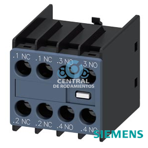 bloque de contactos auxiliares, por el frente, 2 NA + 2 NC, .1/.2, .1/.2, .3/.4, .3/.4, circuito: 1 NC, 1 NC, 1 NA, 1 NA, borne de tornillo, para contactores 3RT2 y contactores auxiliares 3RH2