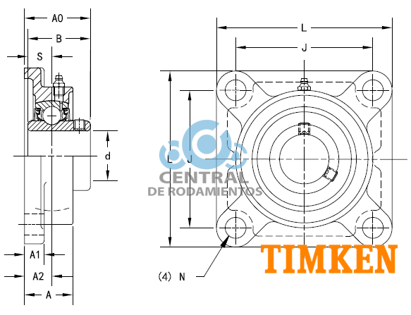 CHUMACERA DE PARED 4 AGUJEROS,  DE 1"