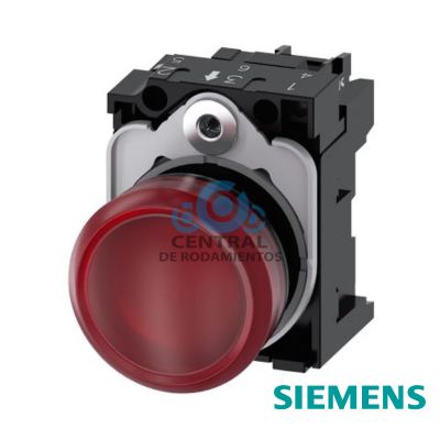 lampara de senalizacion, 22 mm, redondo, plastico, rojo, lente, liso, con soporte, modulo de LED con LED intgr. 110 V AC, borne de tornillo