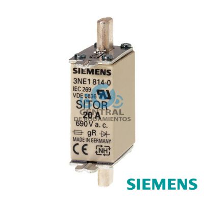 Cartucho de fusibles SITOR, con contactos de cuchilla, NH000, Entrada: 35 A, gS, Un AC: 690 V, Un DC: 250 V, indicador de fusion superior