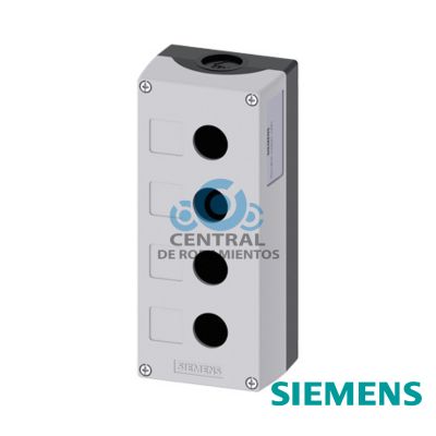 caja para aparatos de mando, 22 mm, redondo, caja de plastico, Parte superior de la caja de color gris, 4 puntos de mando de plastico, rebaje para plaquitas de inscripcion, sin equipamiento