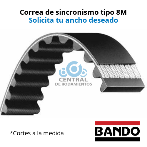 Manga de sincronismo, 1200-8M, Longitud externa 1200 mm, numero de dientes 150, bando