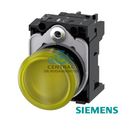 lampara de senalizacion, 22 mm, redondo, plastico, amarillo, lente, liso, con soporte, modulo de LED con LED intgr. 110 V AC, borne de tornillo