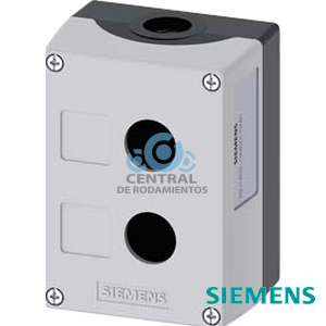 caja para aparatos de mando, 22 mm, redondo, caja de plastico, Parte superior de la caja de color gris, 2 puntos de mando de plastico, rebaje para plaquitas de inscripcion, sin equipamiento