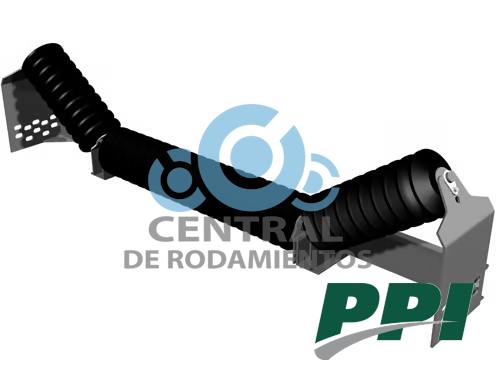 Estacion de rodillos, tipo Channel Inset Troughing, CEMA C, Diametro de rodillo 5 pulgadas, Ancho de banda 54 pulgadas, grado de inclinacion de la artesa 20 Â°, PPI