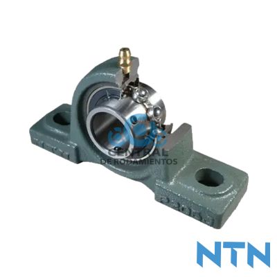 Chumacera de banco, UCP202-010D1, Banco de 2 pernos, Diametro de eje 15.88 mm, Carcasa de Hierro fundido, Tornillo de fijacion, NTN