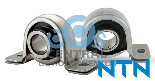 Chumacera de banco, ASPP205-100, Banco de 2 pernos, Diametro de eje 25.40 mm, Carcasa de Acero prensado, Tornillo de fijacion, NTN