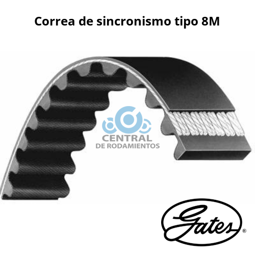 Correa de sincronismo, 720-8M-50, Longitud 720 mm, Ancho 50 mm, Numero de dientes 90, GATES