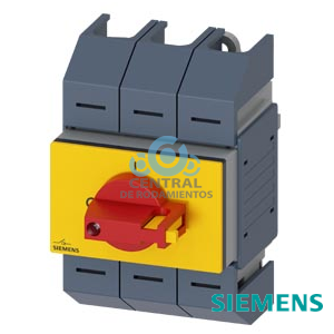 interruptor-seccionador 100 A, tam. 02, 3 polos accionamiento frontal central unidad completa con accionamiento directo rojo/amarillo borne tipo marco