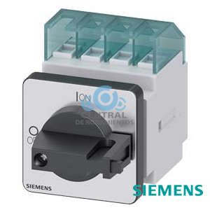 SENTRON, interruptor-seccionador 3LD, interruptor principal, 4 polos, Iu: 16 A, Potencia de empleo / con AC-23 A a 400 V: 7,5 kW, con fijación frontal, accionamiento de muletilla, negro, Fijación por 4 taladros de la maneta