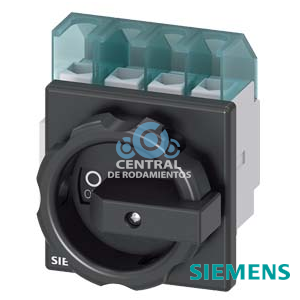 SENTRON, interruptor-seccionador 3LD, interruptor principal, 4 polos, Iu: 32 A, Potencia de empleo / con AC-23 A a 400 V: 11,5 kW, con fijación frontal, Accionamiento giratorio, negro, Fijación por 4 taladros de la maneta