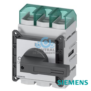 SENTRON, interruptor-seccionador 3LD, interruptor principal, 3 polos, Iu: 160 A, Potencia de empleo / con AC-23 A a 400 V: 75 kW, con fijación frontal, accionamiento de muletilla, negro, Fijación por 4 taladros de la maneta