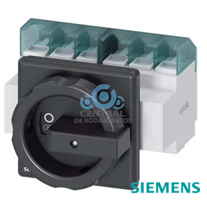 SENTRON, interruptor-seccionador 3LD, interruptor principal, 6 polos, Iu: 63 A, Potencia de empleo / con AC-23 A a 400 V: 22 kW, con fijación frontal, Accionamiento giratorio, negro, Fijación por 4 taladros de la maneta