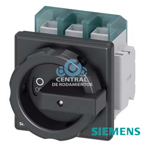 SENTRON, interruptor-seccionador 3LD, interruptor principal, 3 polos, Iu: 125 A, Potencia de empleo / con AC-23 A a 400 V: 45 kW, con fijación frontal, 1NC, 1NA, Accionamiento giratorio, negro, 4 taladros Fijación de la maneta