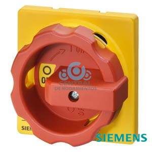 Accionamiento giratorio, muletilla rojo/amarillo, para agujero central- fijación frontal, para 25A y 32 A, Accesorios para interruptores principales e interruptor de parada de emergencia 3LD2
