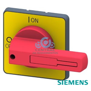 Accionamiento giratorio, muletilla rojo/amarillo, para cuatro agujeros de fijación frontal, para 160A y 250A, Accesorios para interruptores principales e interruptor de parada de emergencia 3LD23/24