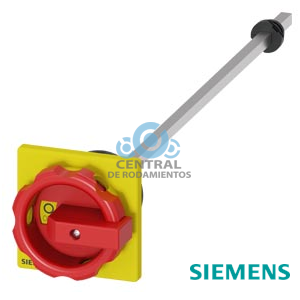 mando giratorio para montaje en puerta, rojo/amarillo 66 × 66 mm, fijación frontal fijación a taladro central 22,5 mm con pieza de acoplamiento con eje 300 mm de largo, 6 × 6 mm, accesorio para interruptor-seccionador 3LD3