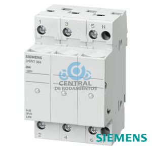 SENTRON, base portafusibles cilíndricos, 10x38 mm, 3P+N, Entrada: 32 A, Un AC: 690 V, Señalizador LED