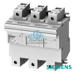 SENTRON, base portafusibles cilíndricos, 22x58 mm, 3 polos, Entrada: 100 A, Un AC: 690 V