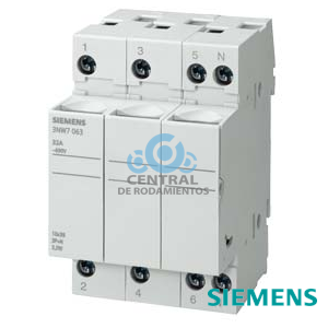 SENTRON, base portafusibles cilíndricos, 8x32 mm, 3P+N, Entrada: 20 A, Un AC: 400 V